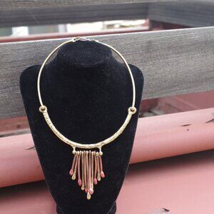 Scandinavian Brutalist Artist Hand Made Hammered Brass Chocker Necklace